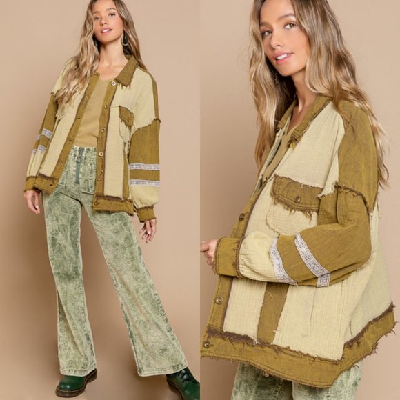 14588 POL Spliced Gauze Jacket - Picture 2 of 6